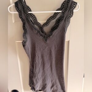 Intimately by Free People Black Ribbed Lace Tank